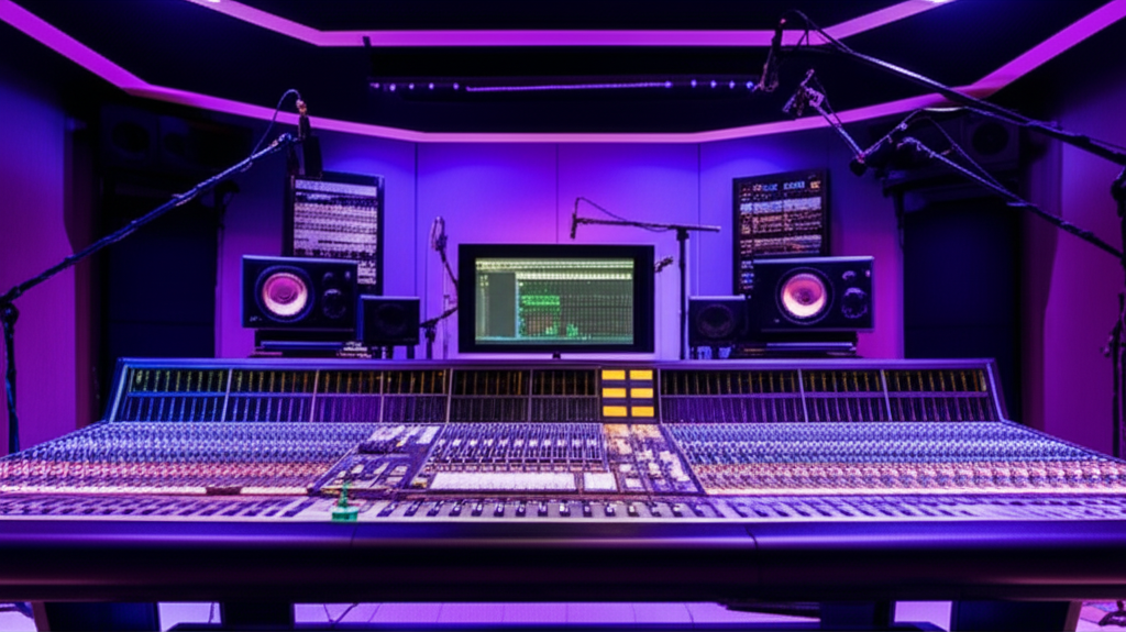 Music studio with audio equipment